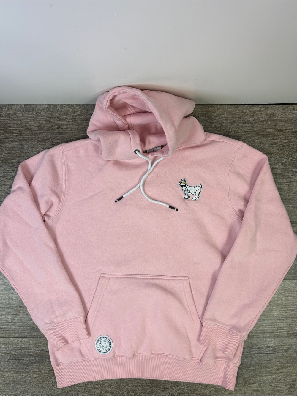 GOAT USA Pink Embroidered Logo Pullover Hoodie Size Small